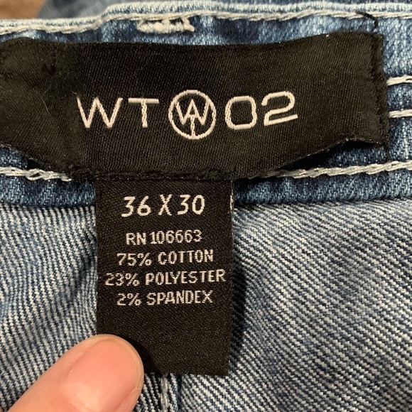WT-02 Men’s Distressed jeans Sz 36 X 30, good condition some wear deep pockets - Picture 9 of 10